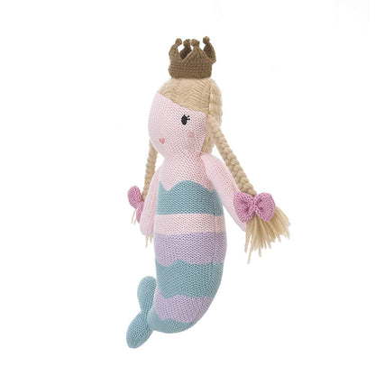 Cuddle Me Mermaid 100% Cotton Knitted Plush Toy, Cassidy, Aqua/Lavender