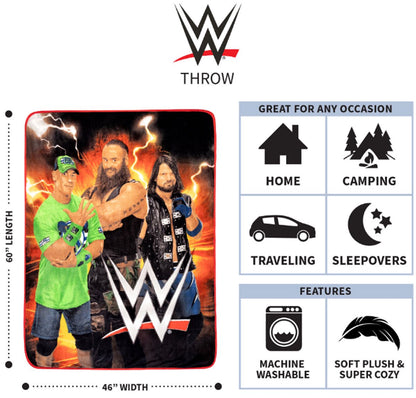 WWE Logo Blast Kids Plush Throw Blanket, 46" x 60"