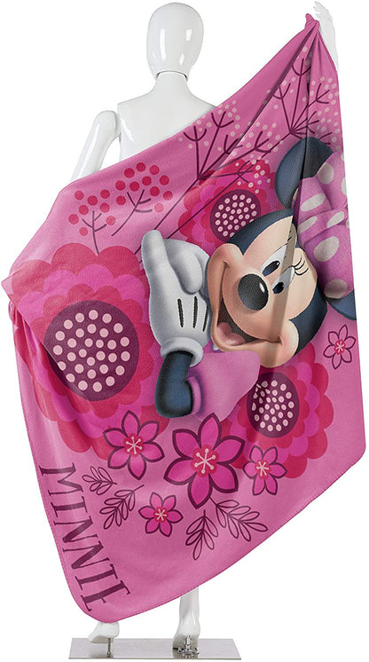 Disney's Minnie's Bowtique, "So Many Bows" Fleece Throw Blanket, 45" x 60", Multi Color