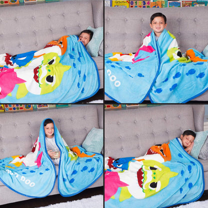 Franco Kids Bedding Baby Shark Micro Raschel Blanket, 62 in x 90 in