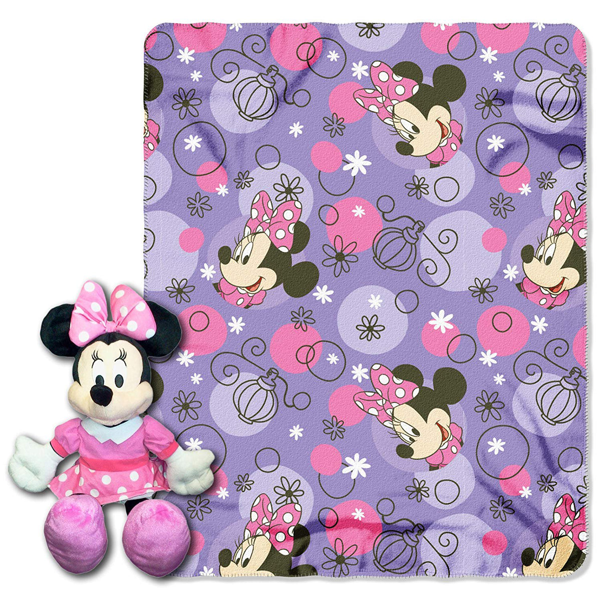 The Northwest Company Minnie Mouse, Perfume Pretty Printed Fleece Throw with Hugger, 40" x 50"