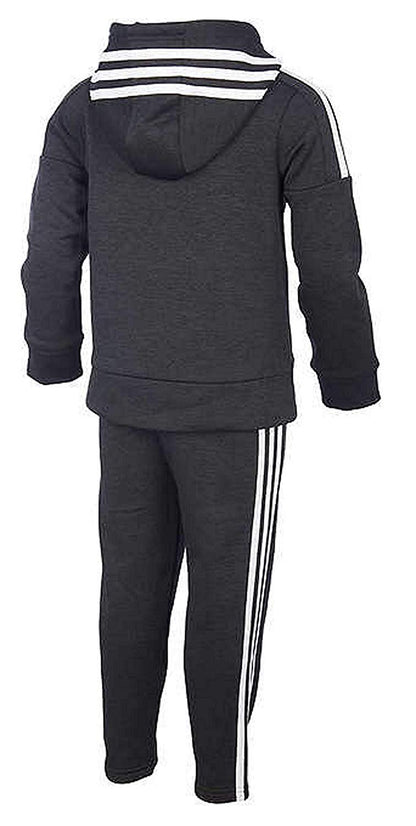adidas Boys' Tricot Jacket and Pant Set (5, BM Black/White/Black)