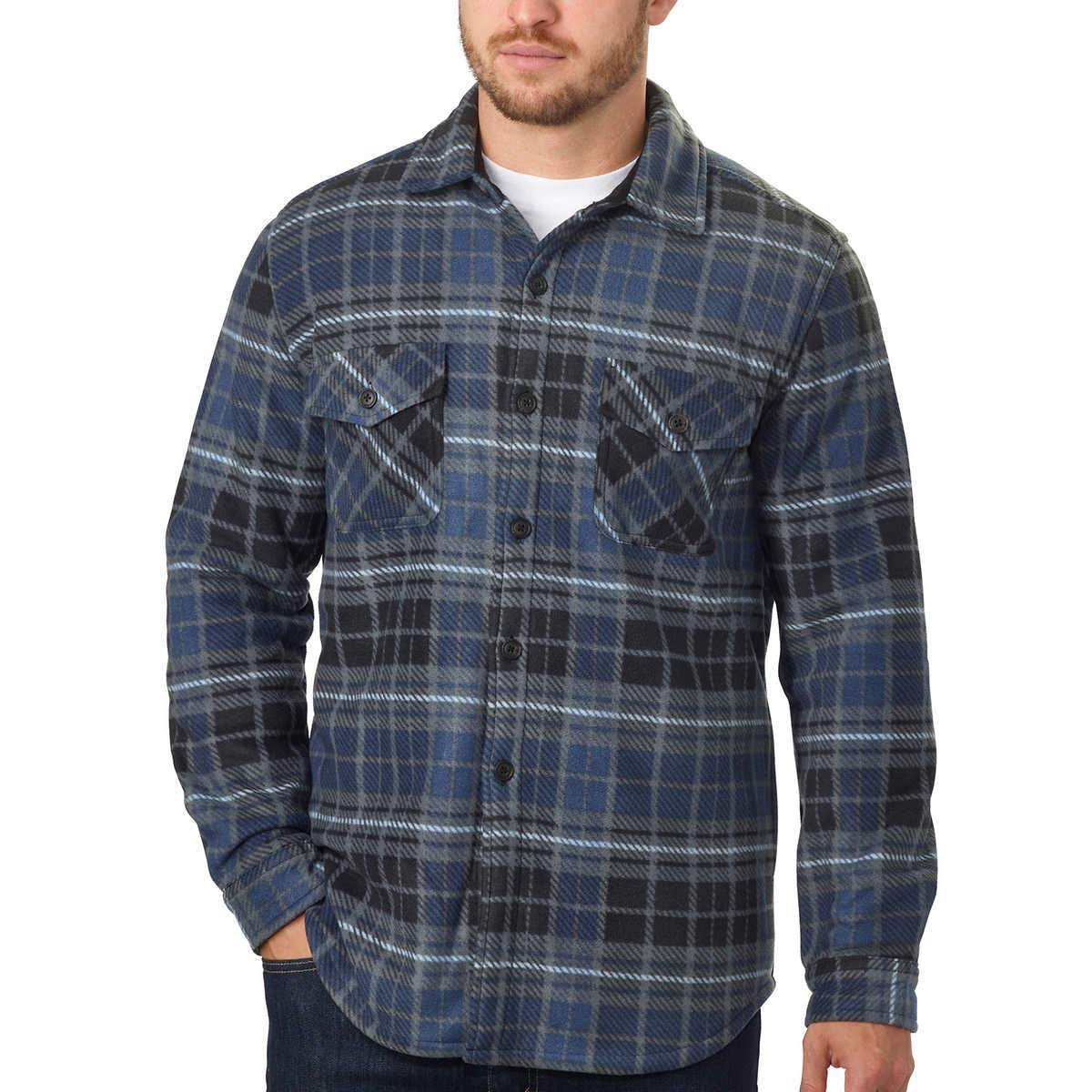 Freedom Foundry Men's Plaid Fleece Jackets Super Plush Sherpa Lined Jacket Shirt
