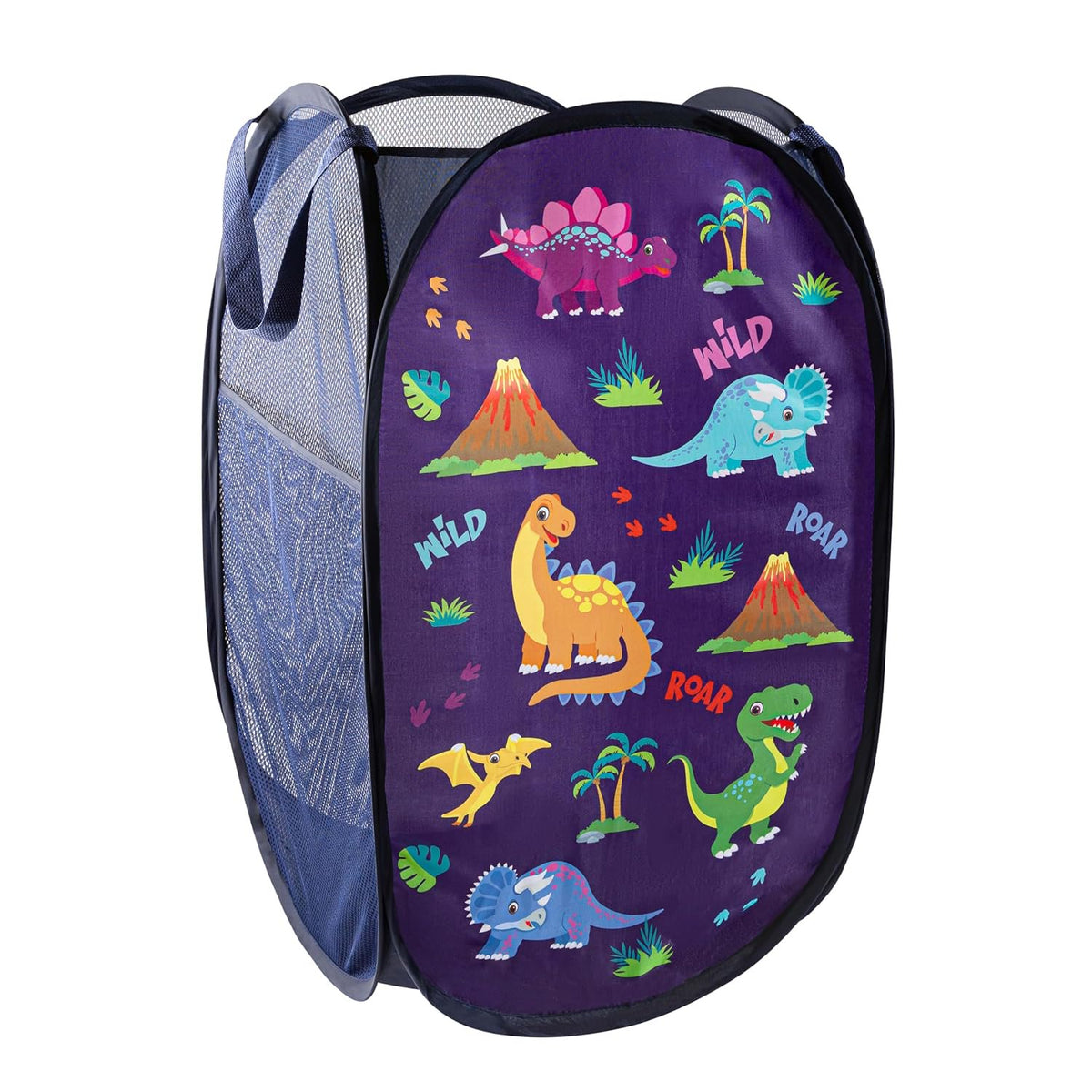 Todays Kids Collapsible Mesh Pop-Up Laundry Hamper - Foldable Laundry Basket with Breathable Mesh, Reinforced Handles and Side Pocket