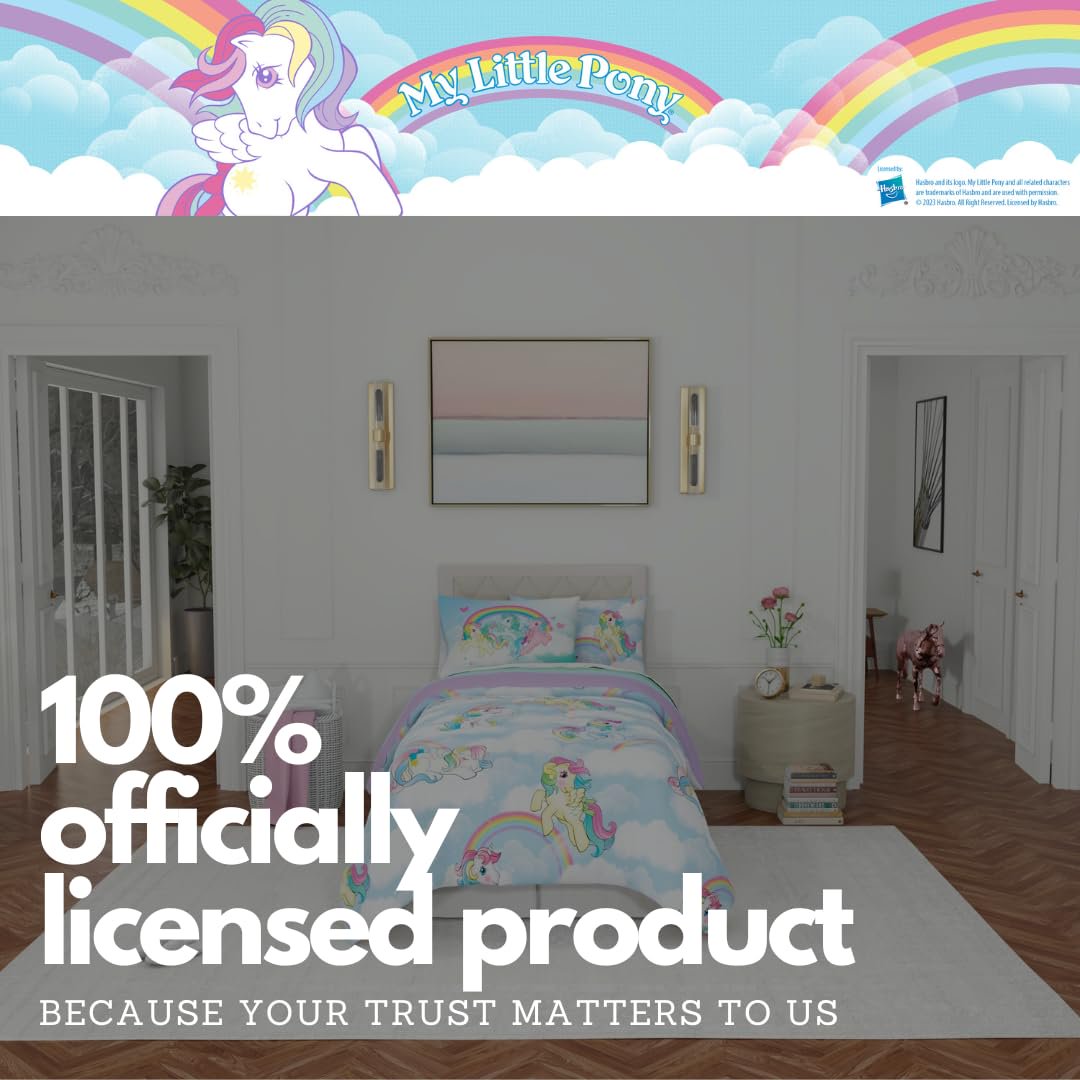 Franco Collectibles My Little Pony Classic Retro Unicorn Rainbow 5-Pc Twin Comforter and Sheet Set with Sham