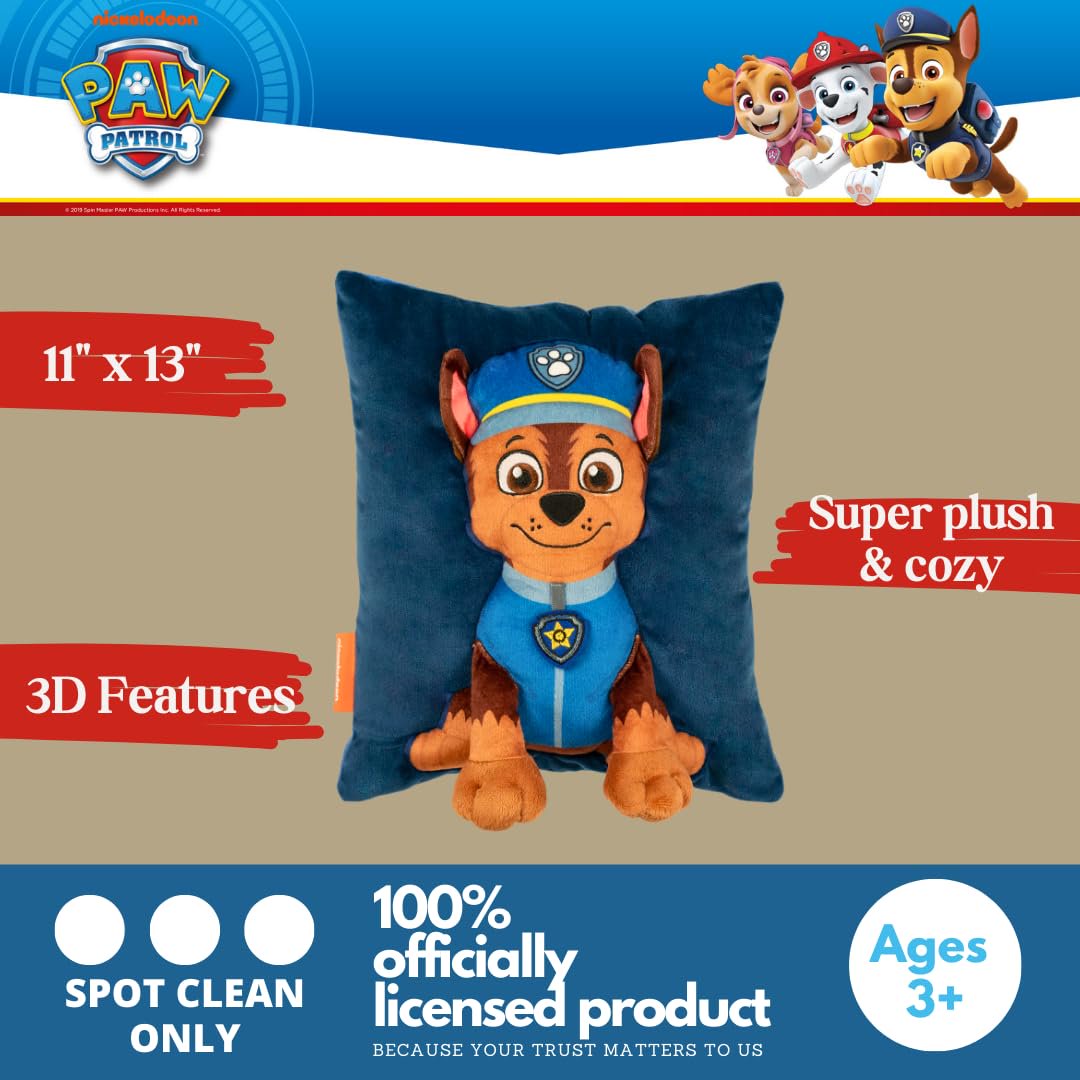 Franco Kids Paw Patrol Chase Kids Cozy Snuggle Pillow, 11" x 13"