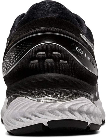 ASICS Men's Gel-Nimbus 22 Running Shoes, 9.5, White/Black