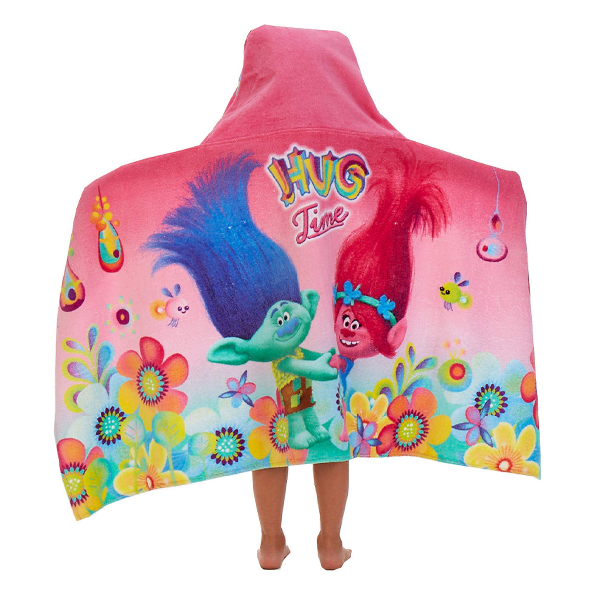 Trolls Bath/Pool/Beach Cotton Terry Hooded Towel Wrap, 24 In x 50 In
