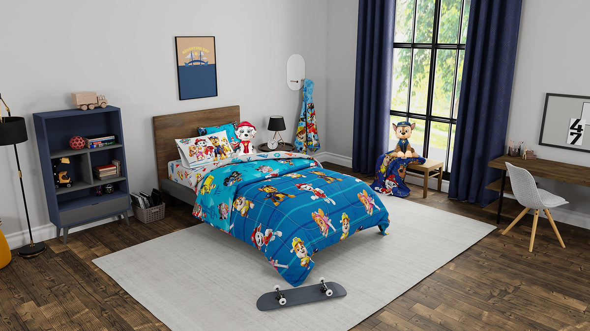 Paw Patrol Kids 5 Piece Twin Comforter and Sheet Set with Sham, By Franco