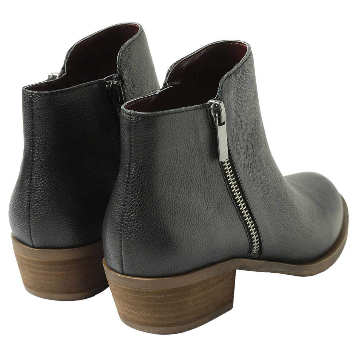kensie Women's Black Leather Ghita Short Ankle Boots