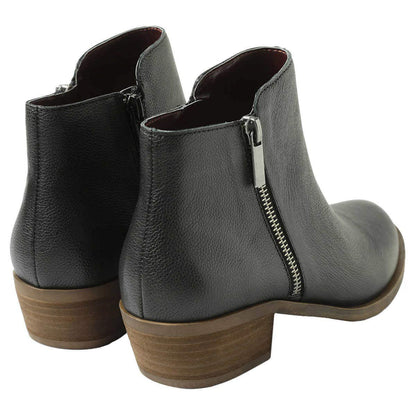 kensie Women's Black Leather Ghita Short Ankle Boots