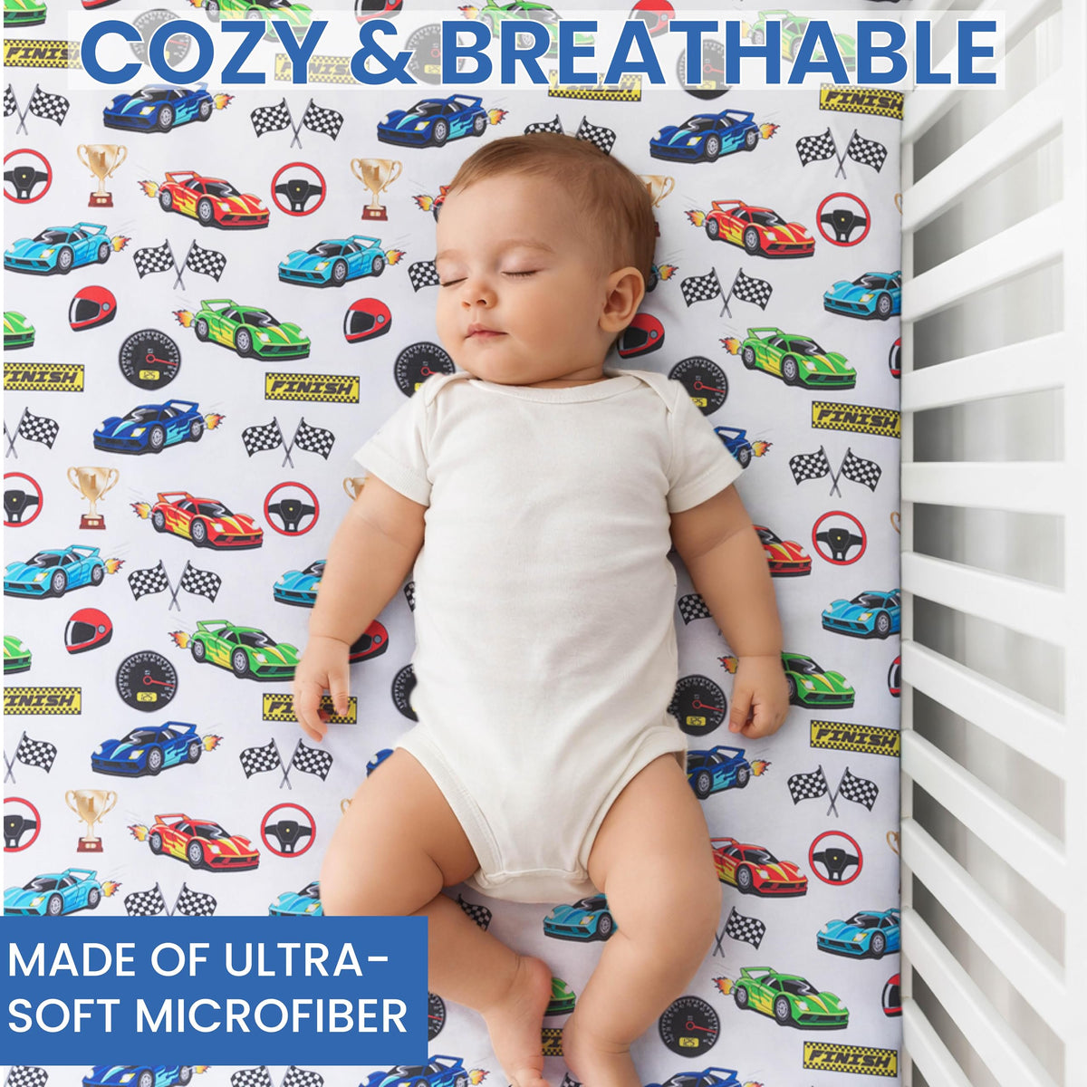Today's Kids 1-Pack Monster Truck Fitted Baby Crib Sheet Boy - Soft & Breathable Printed Nursery Toddler Bed Sheets for Boys, Elastic Edge with Deep Pockets, Machine Washable, Fits 28" x 52" Mattress