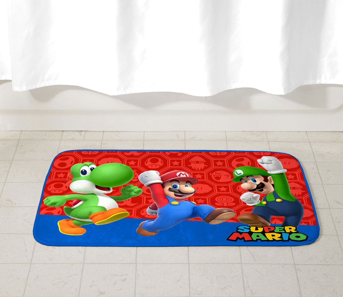 Super Mario Kids Foam Bath Rug, Skid-Resistant, Polyester, 30” x 20”