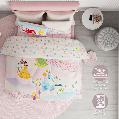 Disney Princess Kids Bedding Full Comforter and Sheets, 5 Piece Set