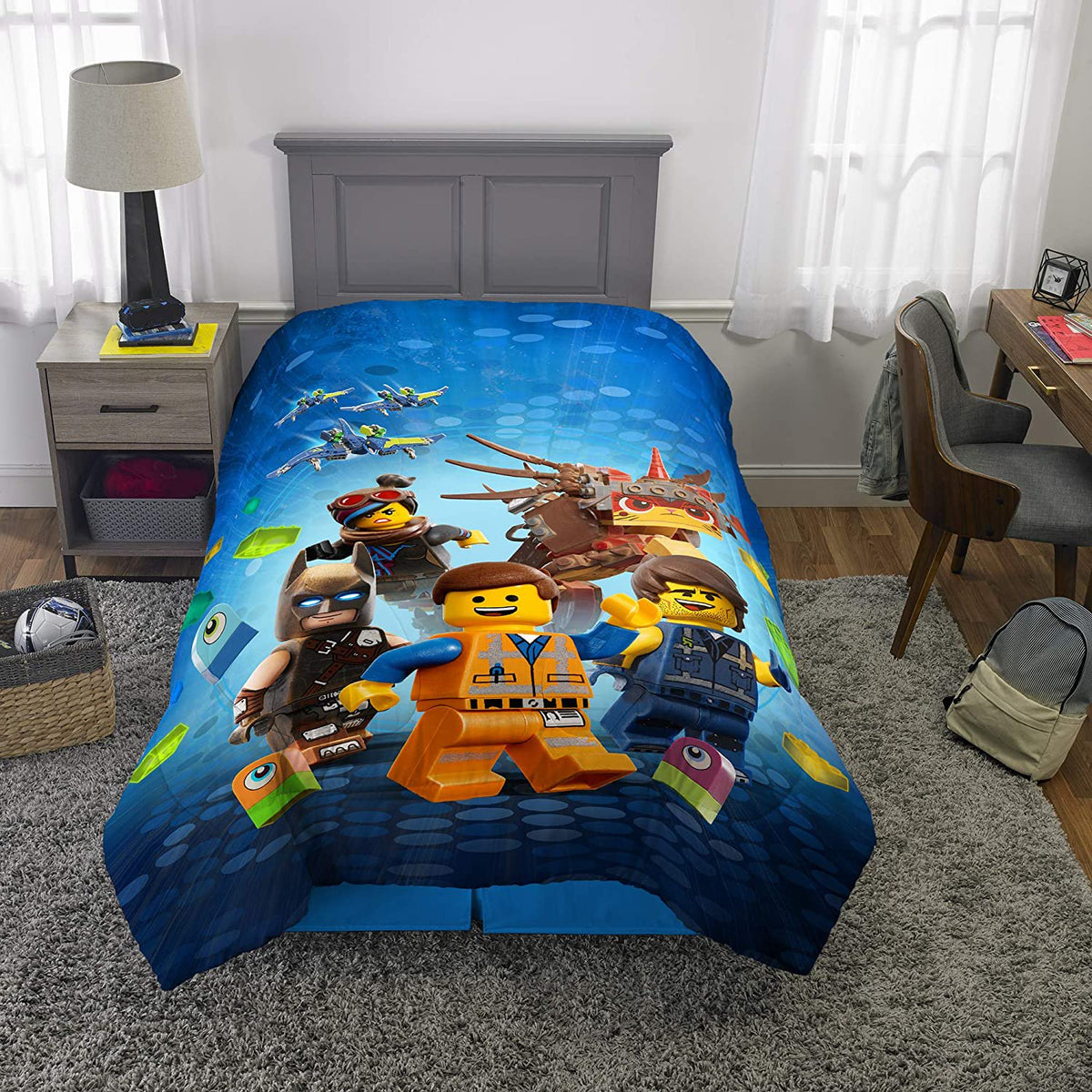 LEGO Movie 2 Kids Bedding Soft Microfiber Comforter and Sheet Set, Full Size 5 Piece Set