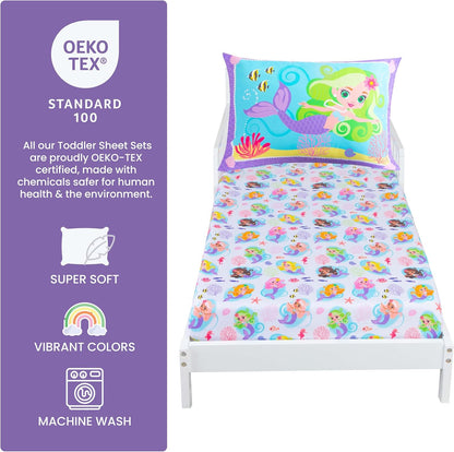 Todays Kids 2-Piece Unicorn Bedding Toddler Sheet Set - Breathable 100% Soft Brushed Microfiber Polyester, Standard Size Crib Sheet Set - Gentle on Delicate Skin - Fitted Toddler Sheets & Pillowcase
