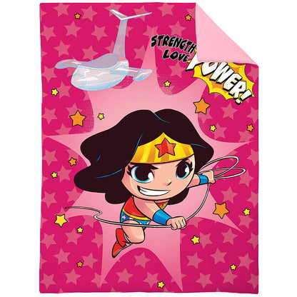 Wonder Woman 4 Piece Toddler Bedding Set - Pink, Gold, Red & Blue