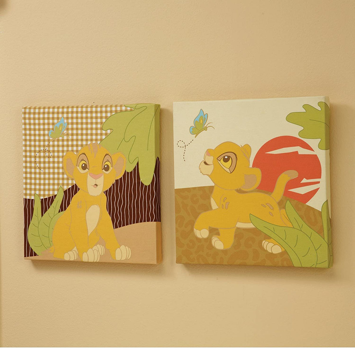 Disney Lion King Simba's Wild Adventure 2 Piece Canvas Wall Decor, Brown, Orange, Sage, Ivory
