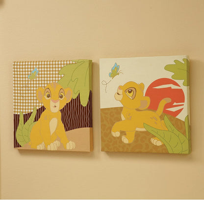 Disney Lion King Simba's Wild Adventure 2 Piece Canvas Wall Decor, Brown, Orange, Sage, Ivory