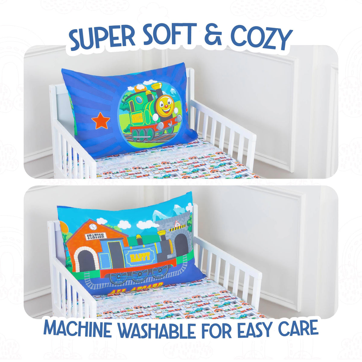Todays Kids Monster Trucks Toddler Bedding Set for Boys - 4-Piece Toddler Bed Comforter Sets for Boys, Reversible Comforter & Pillowcase, Flat Sheet, Fitted Sheet, Breathable & Super Soft Microfiber
