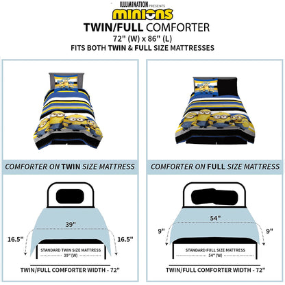 Franco Minions Kids Comforter and Sham, 2-Piece Set, Twin/Full