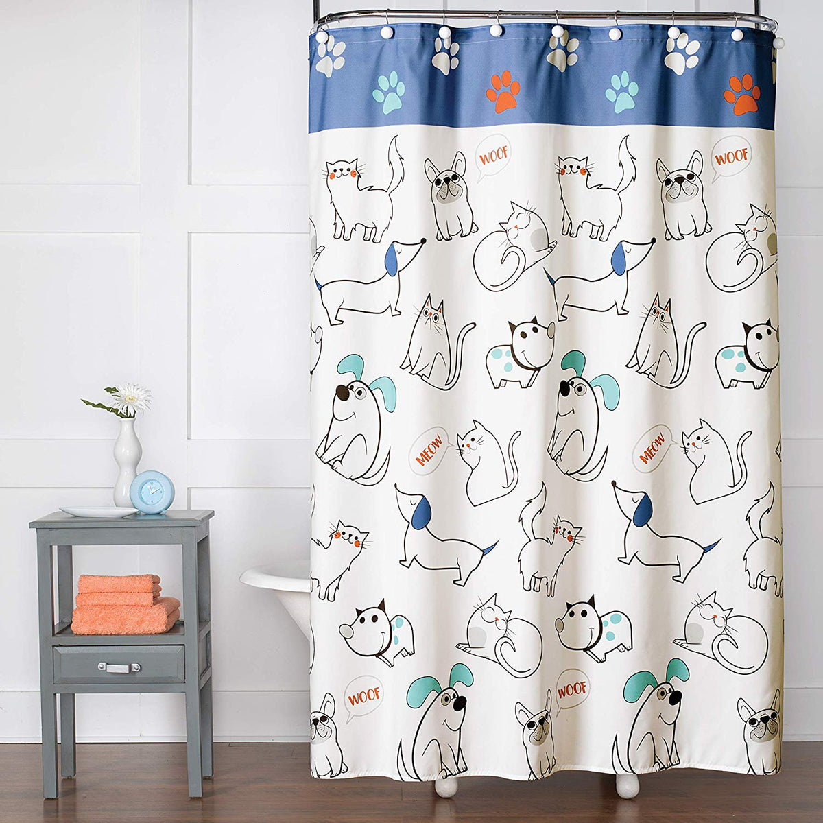 SKL Home Pet Playground Dogs & Cats Fabric Shower Curtain