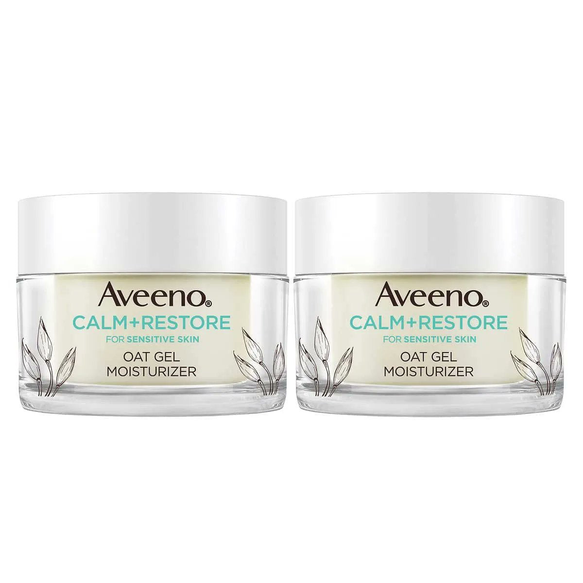Aveeno Calm + Restore Oat Gel Facial Moisturizer for Sensitive Skin, 1.7 oz (Pack of 2)