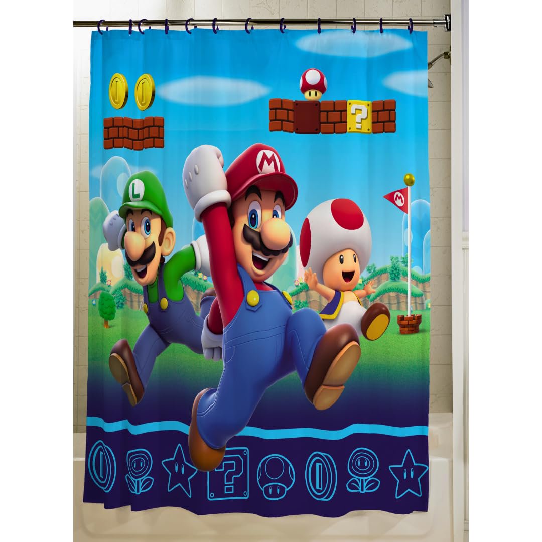 Super Mario 13 Piece Shower Curtain and Ring Set