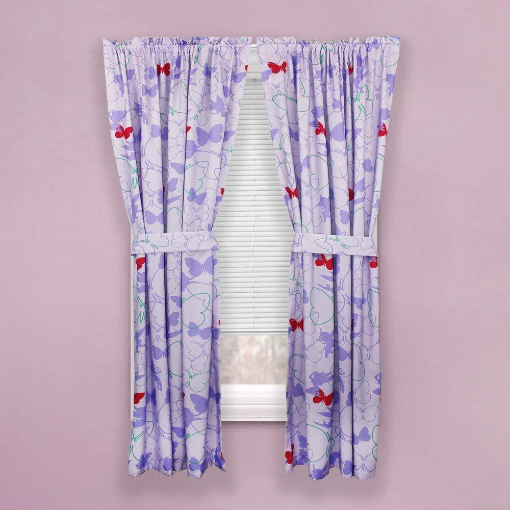Disney Fairies Sparkling Butterflies Window Drapes 2 Panels 63"x82"