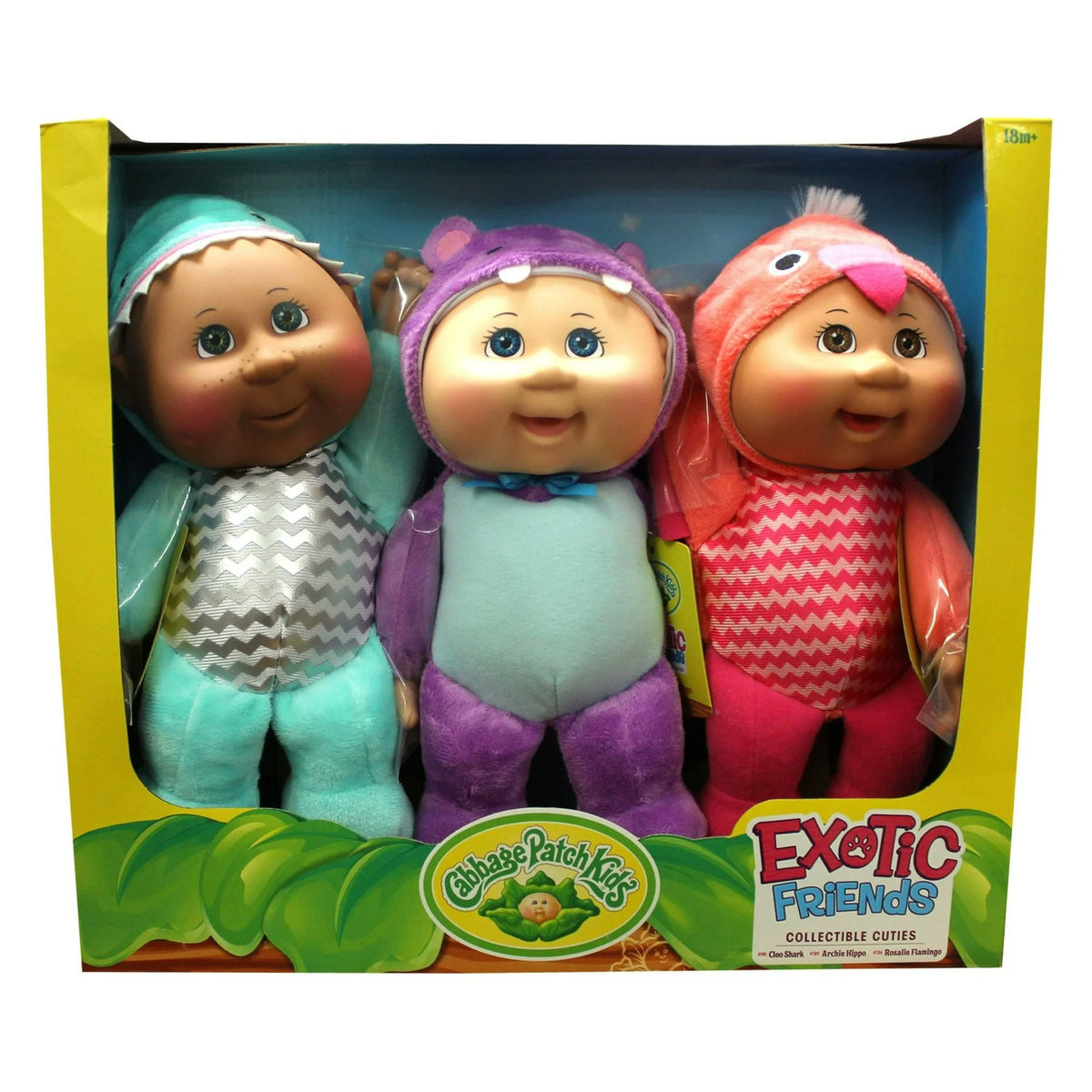 Cabbage Patch Kids Exotic Friends Collectible Cuties Plush 3 Pack (Cleo, Archie & Rosalie)