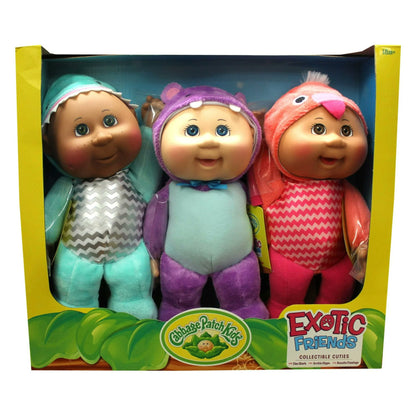 Cabbage Patch Kids Exotic Friends Collectible Cuties Plush 3 Pack (Cleo, Archie & Rosalie)