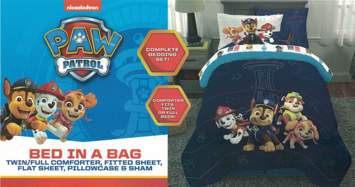 Paw Patrol Kids Bedding 5 Piece Twin Comforter and Sheet Set