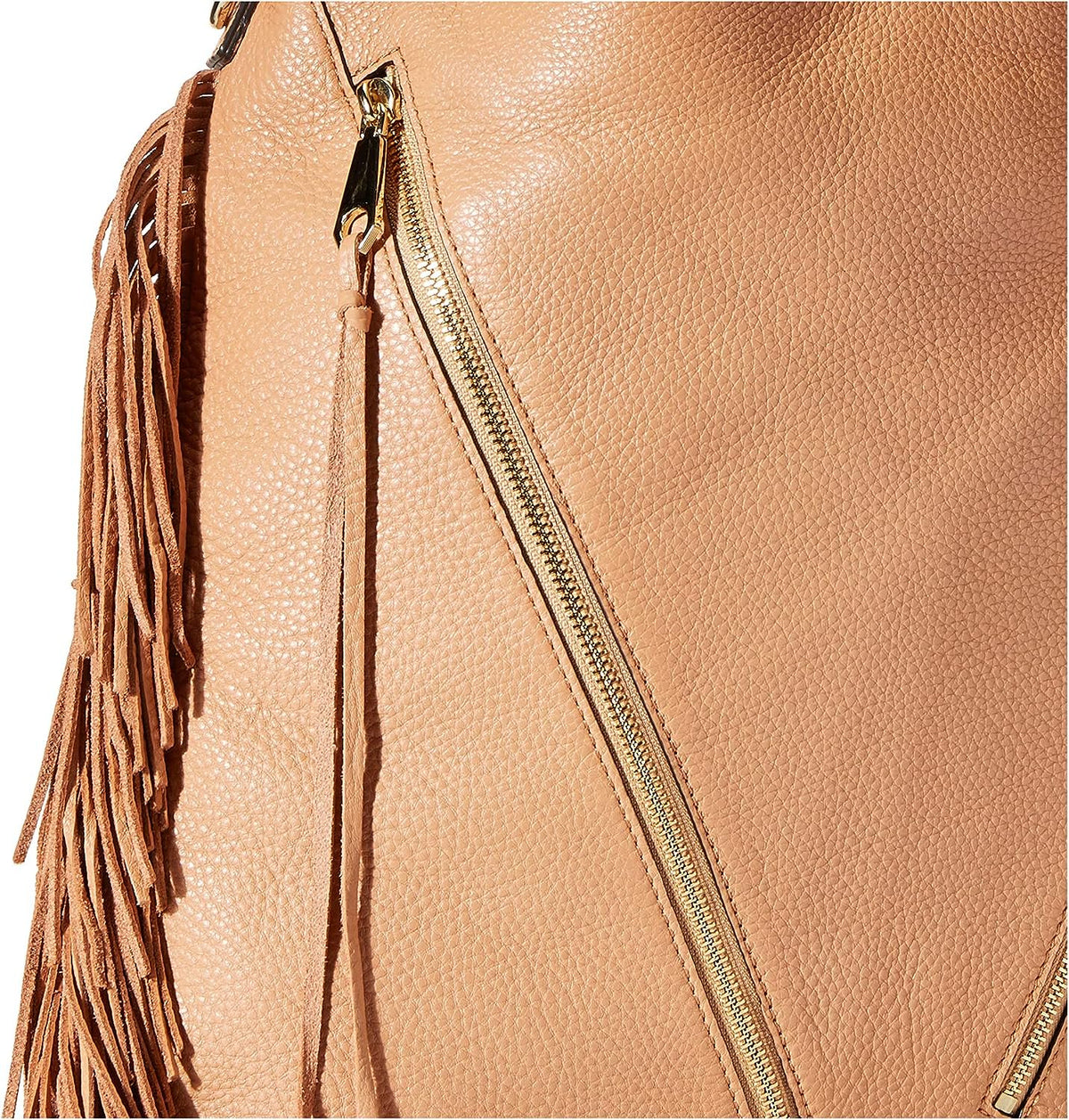 Rebecca Minkoff Fringe Moto Hobo Shoulder Bag, Butter Rum