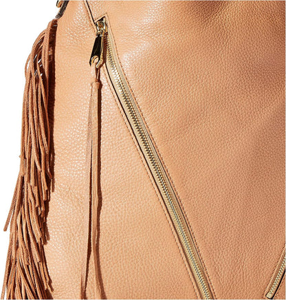 Rebecca Minkoff Fringe Moto Hobo Shoulder Bag, Butter Rum