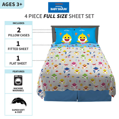 Franco Kids Bedding Baby Shark Full Size Sheet Set