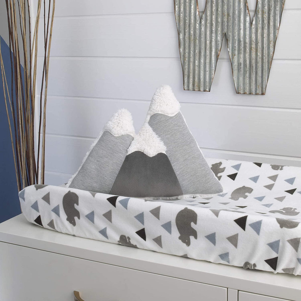 Little Love by NoJo – Mountain Shaped Decorative Pillow, Embroidery, Decorative Nursery Pillow, Playroom Décor, Cute Throw Pillows, Black on White