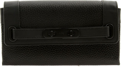 Coach Pebble Leather Swagger Wallet in Black