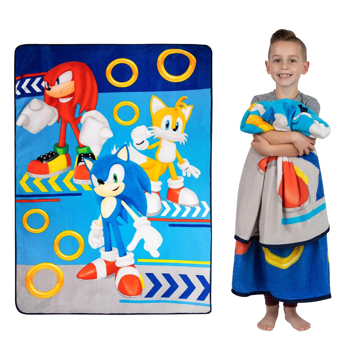 Franco Kids Sonic The Hedgehog Plush Micro Raschel Blanket, 62 in x 90 in