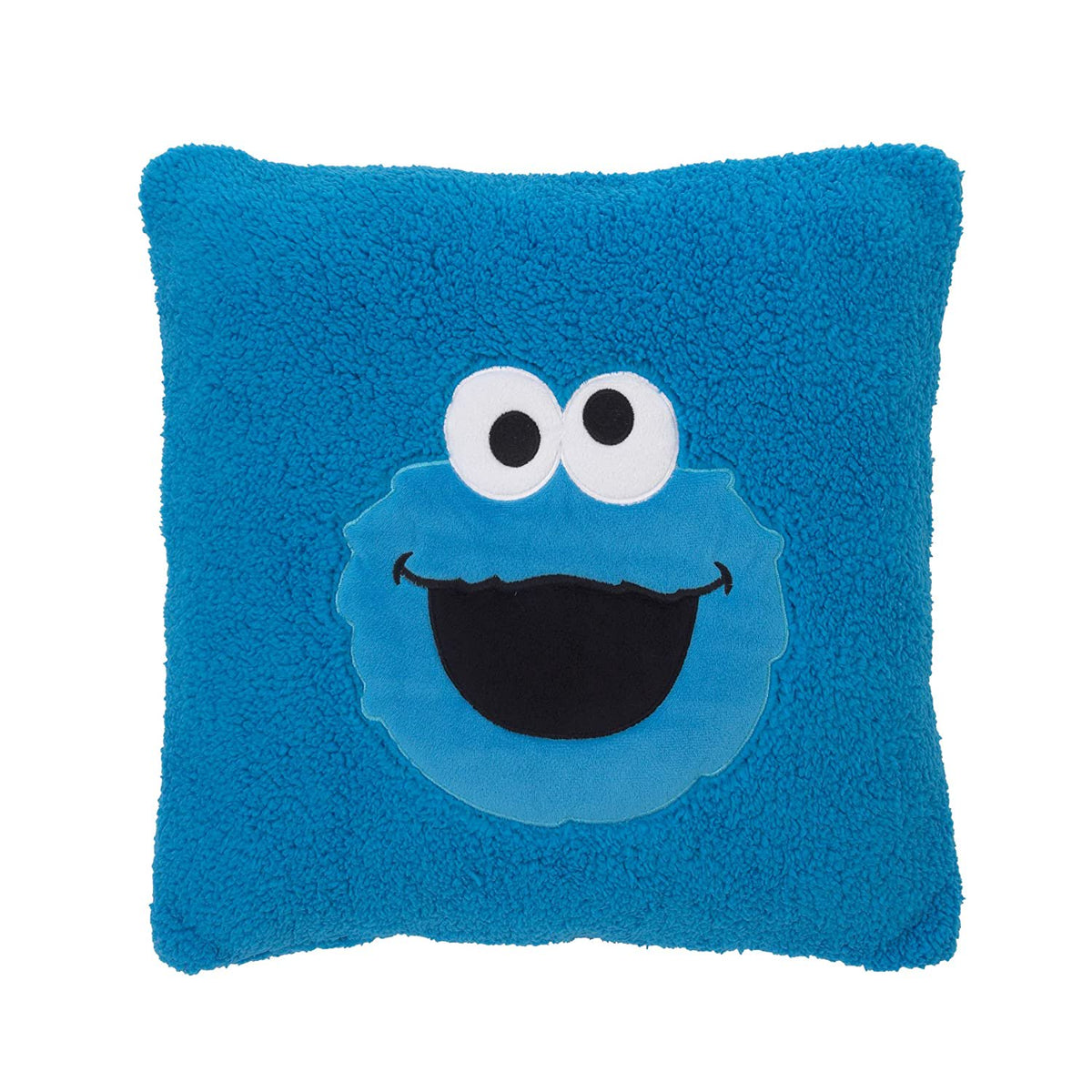 Sesame Street Cookie Soft Sherpa Toddler Pillow - 15" x 15" with Applique, Blue/White/Black