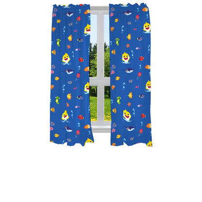 Franco Kids Baby Shark Room Window Curtains Drapes Set, 82 in x 63 in