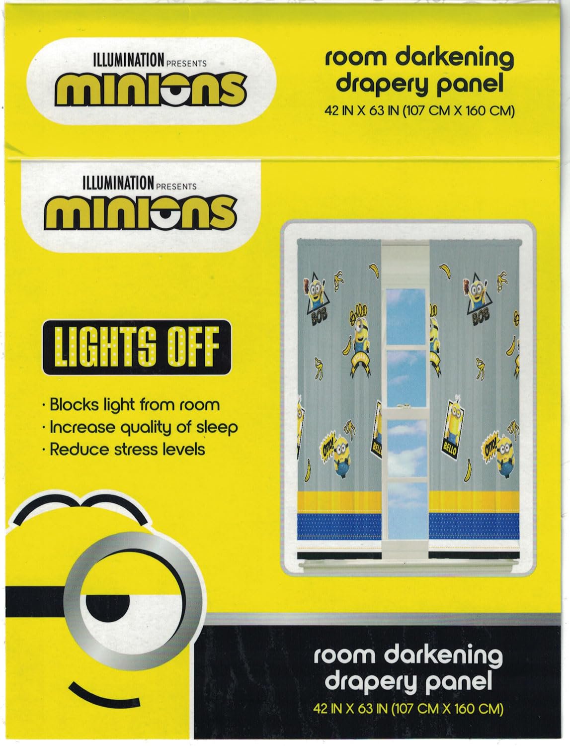 Franco Kids Minions Room Window Curtains Drapes Set, 63 in X 84 in