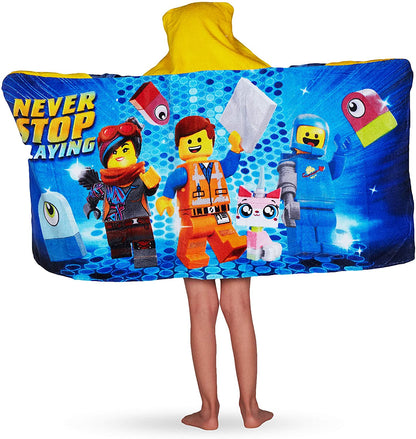 Lego Movie 2 Cotton Hooded Towel Wrap, 24” x 50”