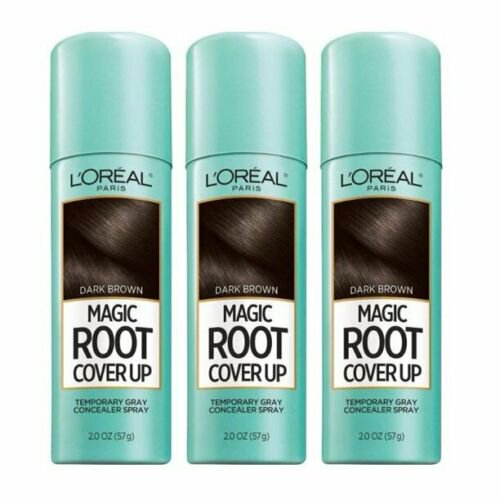 L'Oreal Paris Magic Root Cover Up Gray Concealer Spray, Dark Brown, 3 Pack