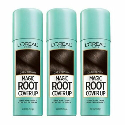 L'Oreal Paris Magic Root Cover Up Gray Concealer Spray, Dark Brown, 3 Pack