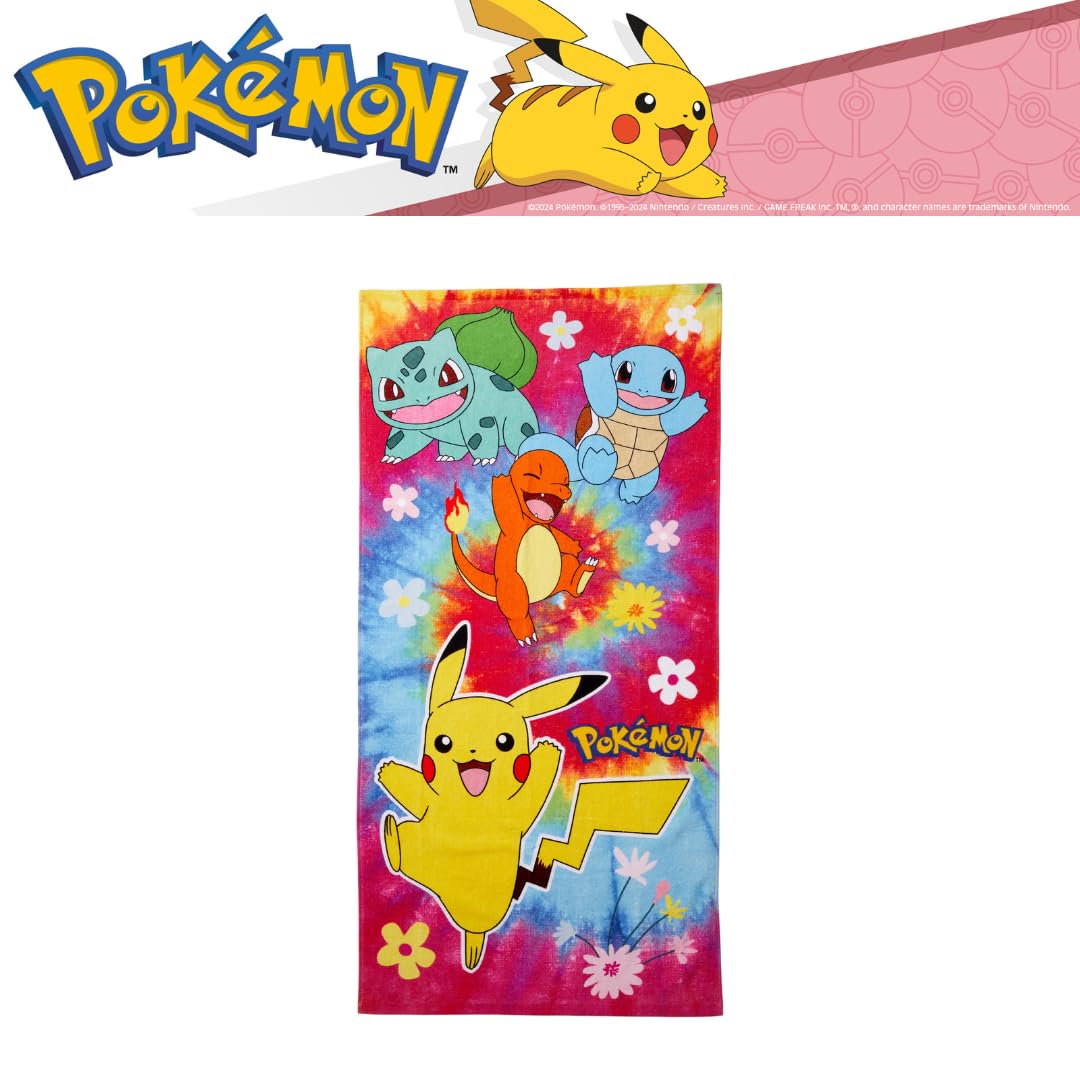 Franco Pokemon Gamer Kids Bath/Pool/Beach Cotton Terry Towel & Washcloth Set, 50 in x 25 in