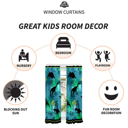 Franco Kids Jurassic World Window Curtain Panels Drapes Set, 82 in x 63 in
