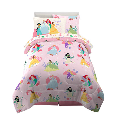 Disney Princess Kids Bedding Twin Comforter & Sheets, 4 Piece Set