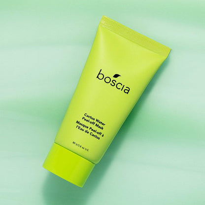 BOSCIA Facial Peel-off Mask with Cactus Water and Vitamin C for Natural & Clean, Hydrating & Brightening Skin, Vegan, Cruelty-Free, Aloe Vera, Green, 2.82 Oz