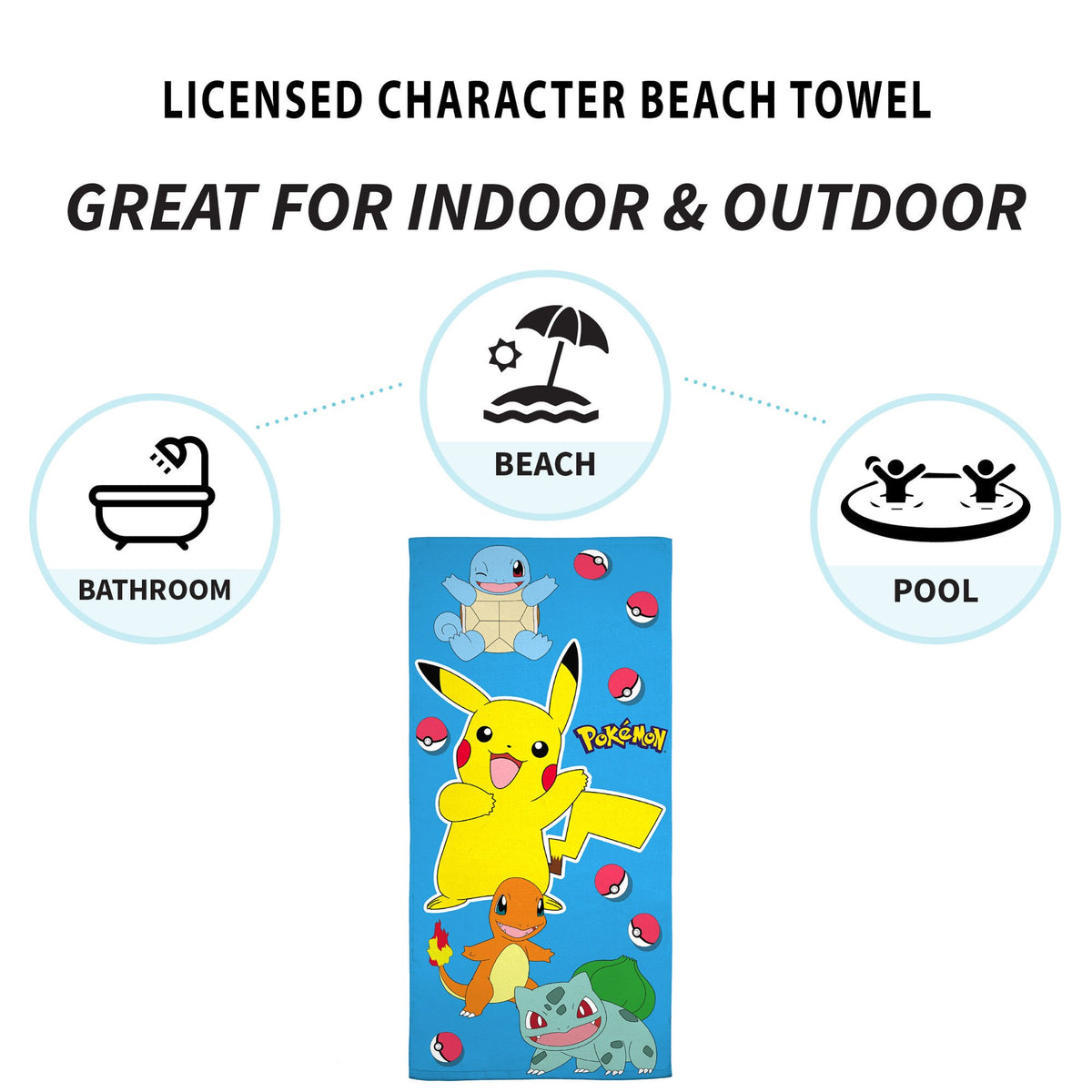 Pokemon Kids Beach Towel Soft and Absorbent 28" x 58"