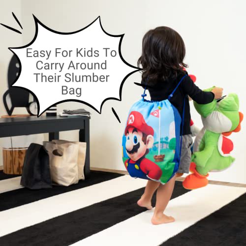 Super Mario 2 Piece Kids Sleeping/Slumber Bag & Sling Bag Set, 46"(L) X 26"(W)